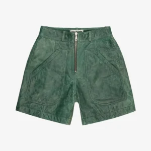 CB CRACKED LEATHER GREEN SHORTS