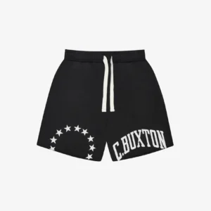 CUT OFF VARSITY BLACK SHORTS