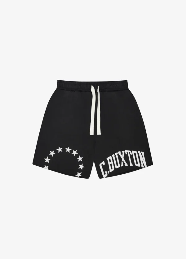 CUT OFF VARSITY BLACK SHORTS