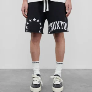 CUT OFF VARSITY BLACK SHORTS