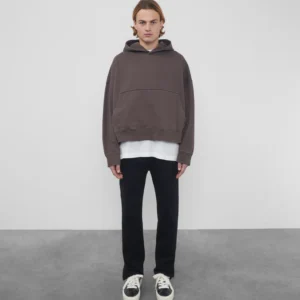 HEAVYWEIGHT CROPPED BROWN HOODIE