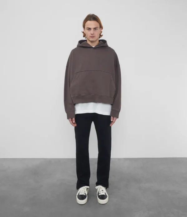 HEAVYWEIGHT CROPPED BROWN HOODIE