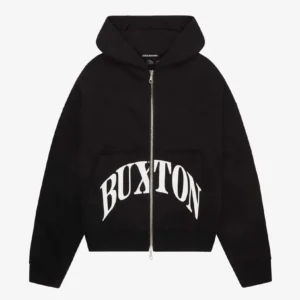 HEAVYWEIGHT CROPPED LOGO ZIP BLACK HOODIE