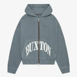 HEAVYWEIGHT CROPPED LOGO ZIP BLUE HOODIE