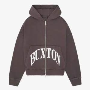 HEAVYWEIGHT CROPPED LOGO ZIP BROWN HOODIE