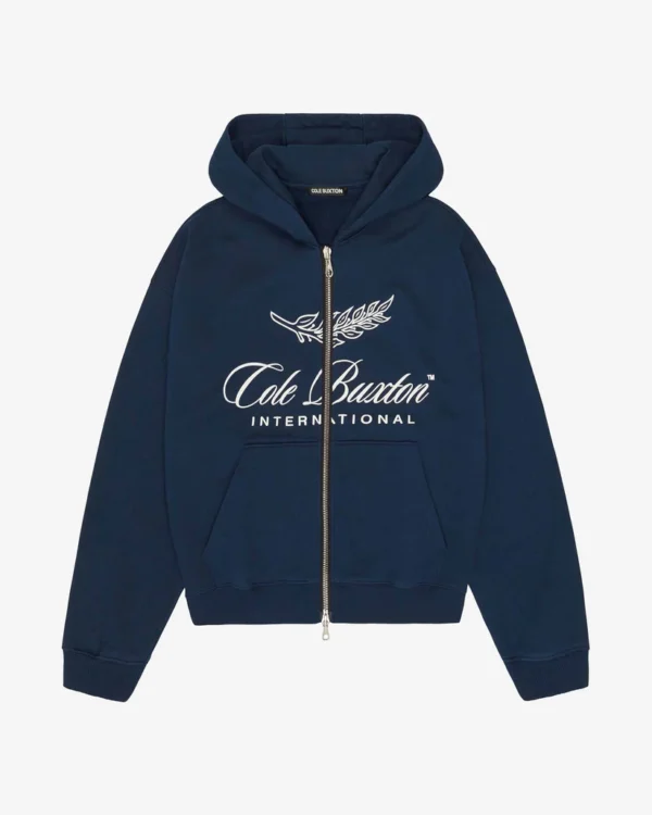 INTERNATIONAL ZIPPED BLUE HOODIE