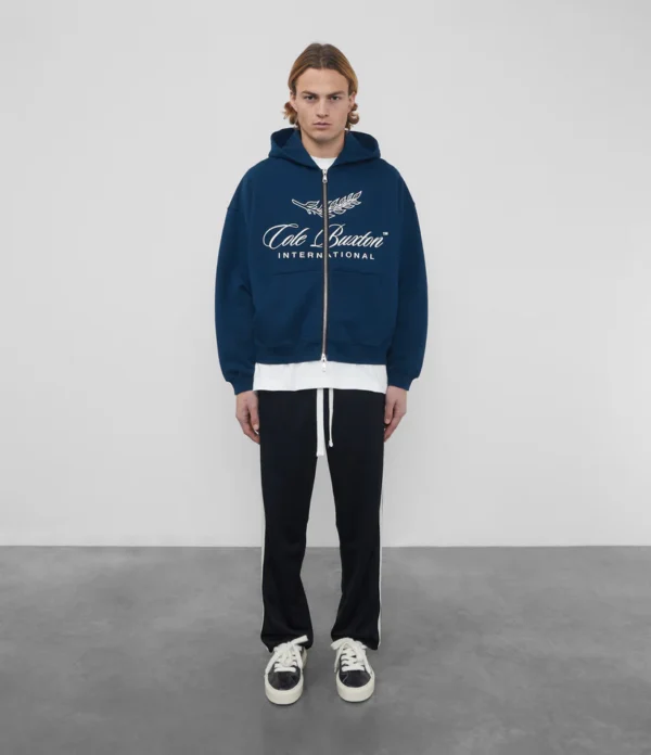 INTERNATIONAL ZIPPED BLUE HOODIE