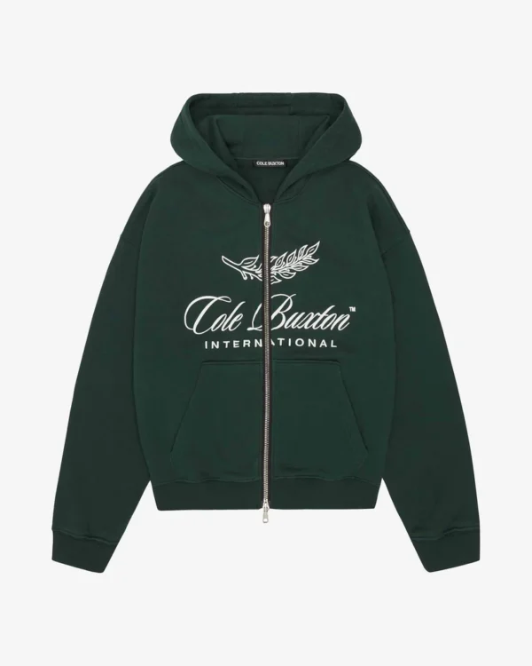 INTERNATIONAL ZIPPED GREEN HOODIE