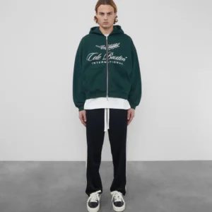 INTERNATIONAL ZIPPED GREEN HOODIE