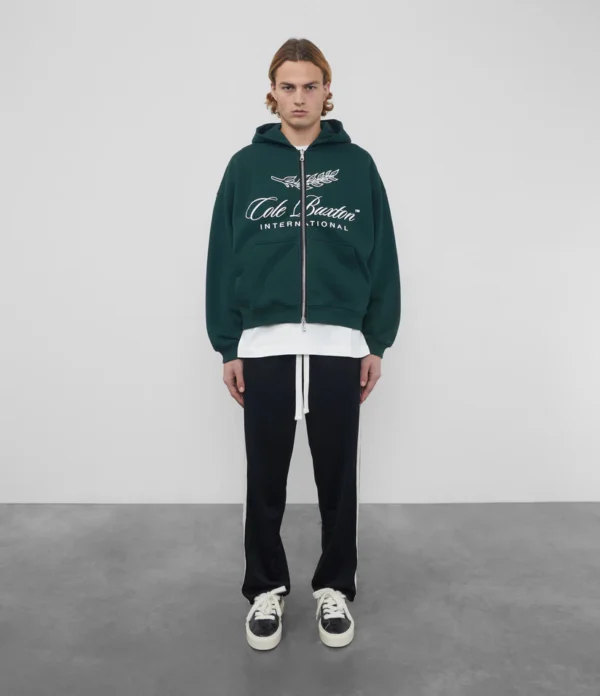 INTERNATIONAL ZIPPED GREEN HOODIE