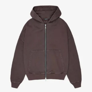 WARM UP CROPPED ZIPPED BROWN HOODIE